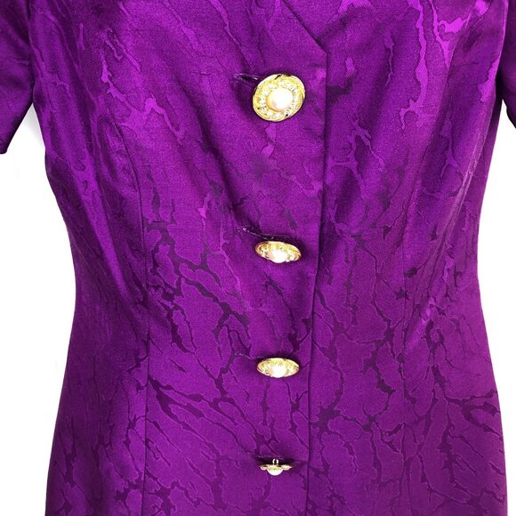 Rimini Saks Fifth Avenue Purple Evening Top Skirt Suits Sz 6 Silk Gold Bottons - Picture 10 of 16